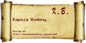 Kapsza Bodony névjegykártya
